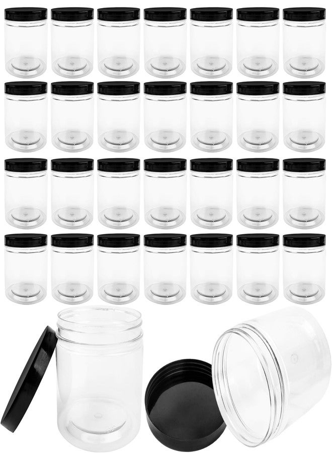 Conagel 30 Pack 12oz Clear Plastic Jars with Black Lids - Round, Flip Top, Food Grade, Reusable, Kitchen & Pantry Storage Containers for Spices, Candy, Coffee, Cereal & More - Image 1